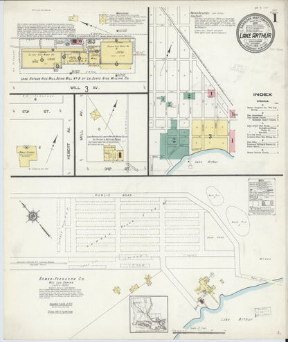 Sanborn Fire Insurance Map from Lake Arthur, Jefferson Davis Parish, Louisiana (1912), Sheet #0001 - Complete Map Set gallery image, historic Sanborn map, vintage wall art, Louisiana Louisiana