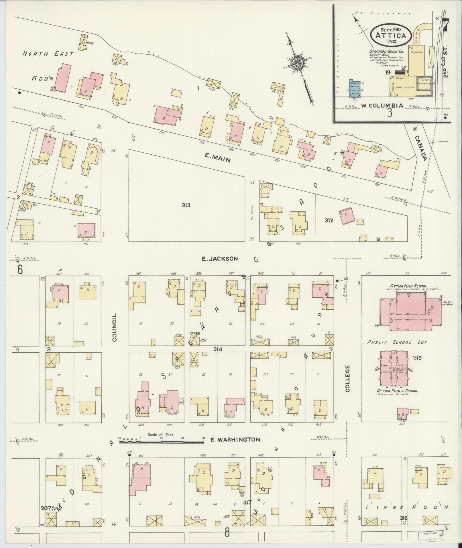 Sanborn Fire Insurance Map from Attica, Fountain County, Indiana (1910), Sheet #0007 - Complete Map Set gallery image, historic Sanborn map, vintage wall art, Indiana Indiana