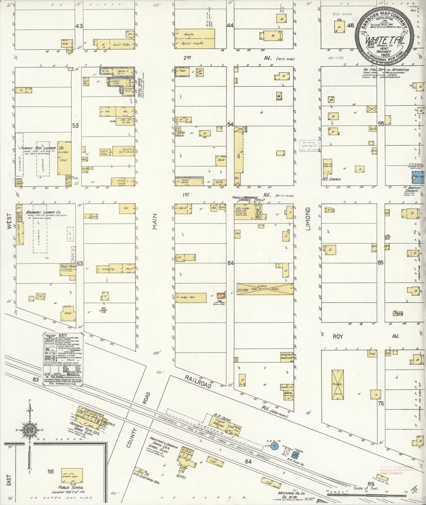 Sanborn Fire Insurance Map from Whitetail, Daniels County, Montana (1920), Sheet #0001 - Historic Sanborn Fire Insurance Map Print, vintage old map wall art, antique decor, genealogy gift, Montana Montana map