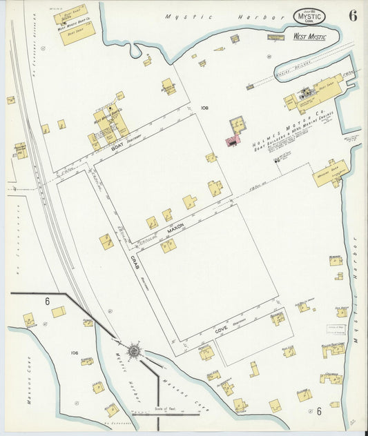Sanborn Fire Insurance Map from Mystic, New London County, Connecticut (1911), Sheet #0006 - Historic Sanborn Fire Insurance Map Print, vintage old map wall art, antique decor, genealogy gift, Connecticut Connecticut map