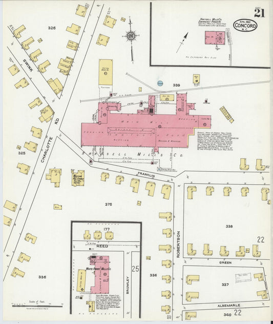 Sanborn Fire Insurance Map from Concord, Cabarrus County, North Carolina (1921), Sheet #0021 - Historic Sanborn Fire Insurance Map Print, vintage old map wall art, antique decor, genealogy gift, North Carolina North Carolina map