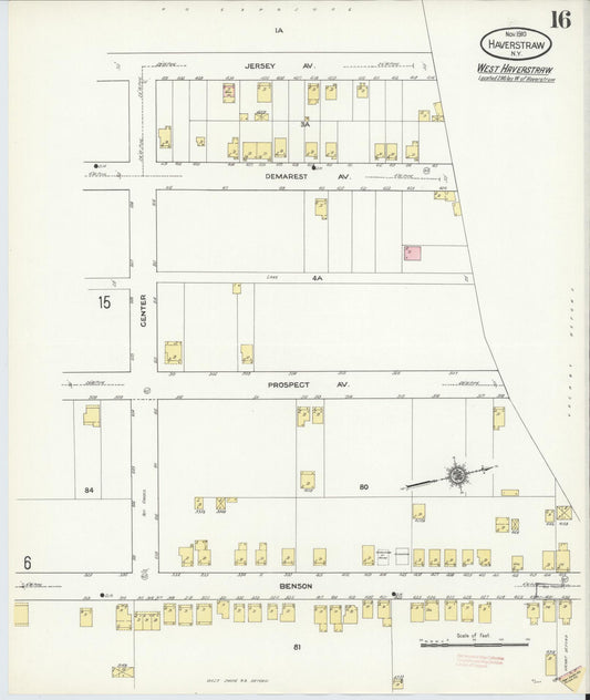 Sanborn Fire Insurance Map from Haverstraw, Rockland County, New York (1910), Sheet #0016 - Historic Sanborn Fire Insurance Map Print, vintage old map wall art, antique decor, genealogy gift, New York New York map