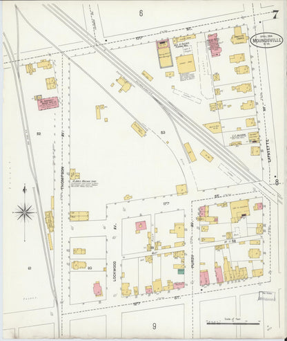 Sanborn Fire Insurance Map from Moundsville, Marshall County, West Virginia (1904), Sheet #0007 - Complete Map Set gallery image, historic Sanborn map, vintage wall art, West Virginia West Virginia