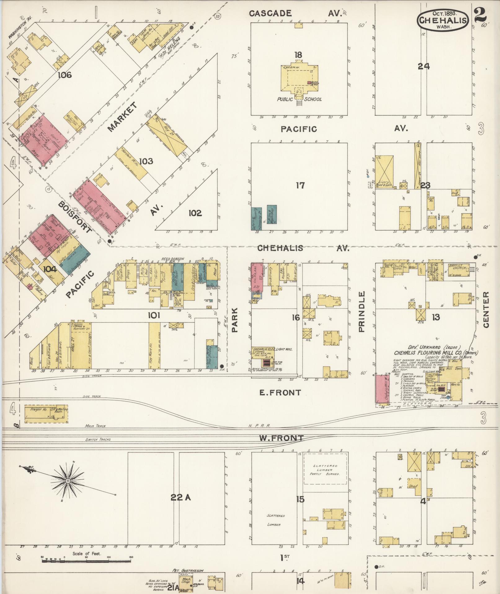 Sanborn Fire Insurance Map from Chehalis, Lewis County, Washington (1893), Sheet #0002 - Complete Map Set gallery image, historic Sanborn map, vintage wall art, Washington Washington
