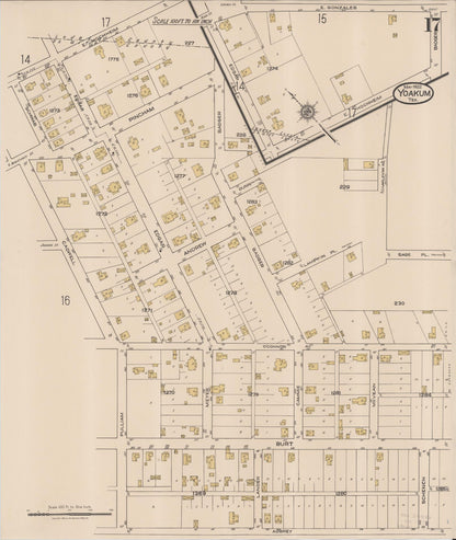 Sanborn Fire Insurance Map from Yoakum, De Witt And Lavaca Counties, Texas (1922), Sheet #0017 - Historic Sanborn Fire Insurance Map Print, vintage old map wall art, antique decor, genealogy gift, Texas Texas map