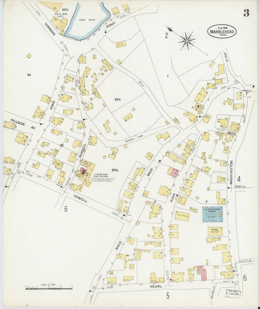 Sanborn Fire Insurance Map from Marblehead, Essex County, Massachusetts (1908), Sheet #0003 - Historic Sanborn Fire Insurance Map Print, vintage old map wall art, antique decor, genealogy gift, Massachusetts Massachusetts map