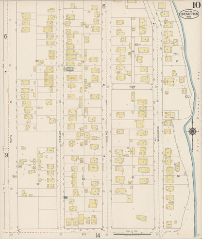Sanborn Fire Insurance Map from Bremerton, Kitsap County, Washington (1918), Sheet #0010 - Complete Map Set gallery image, historic Sanborn map, vintage wall art, Washington Washington