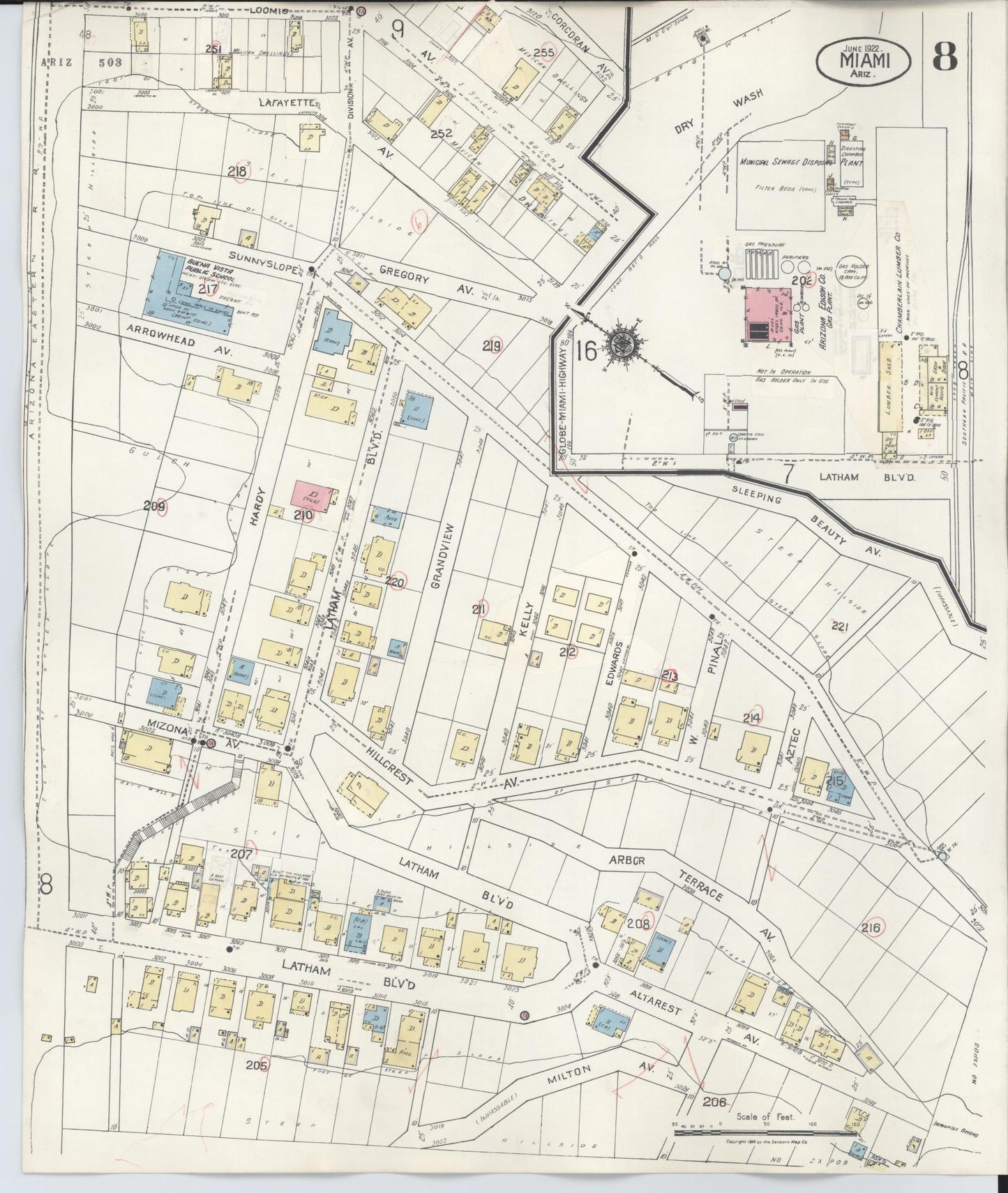 Sanborn Fire Insurance Map from Miami, Gila County, Arizona (1948), Sheet #0008 - Complete Map Set gallery image, historic Sanborn map, vintage wall art, Arizona Arizona
