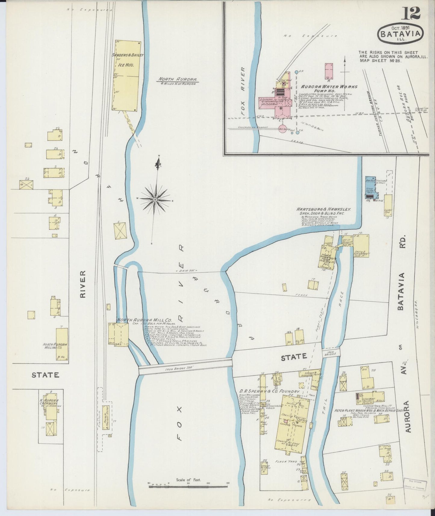 Sanborn Fire Insurance Map from Batavia, Kane County, Illinois (1891), Sheet #0012 - Complete Map Set gallery image, historic Sanborn map, vintage wall art, Illinois Illinois