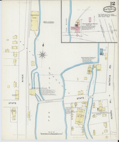 Sanborn Fire Insurance Map from Batavia, Kane County, Illinois (1891), Sheet #0012 - Complete Map Set gallery image, historic Sanborn map, vintage wall art, Illinois Illinois