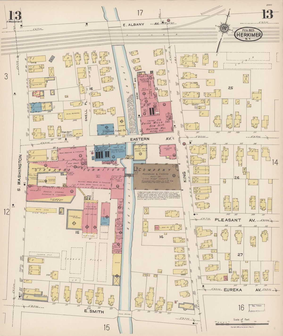 Sanborn Fire Insurance Map from Herkimer, Herkimer County, New York (1923), Sheet #0013 - Complete Map Set gallery image, historic Sanborn map, vintage wall art, New York New York