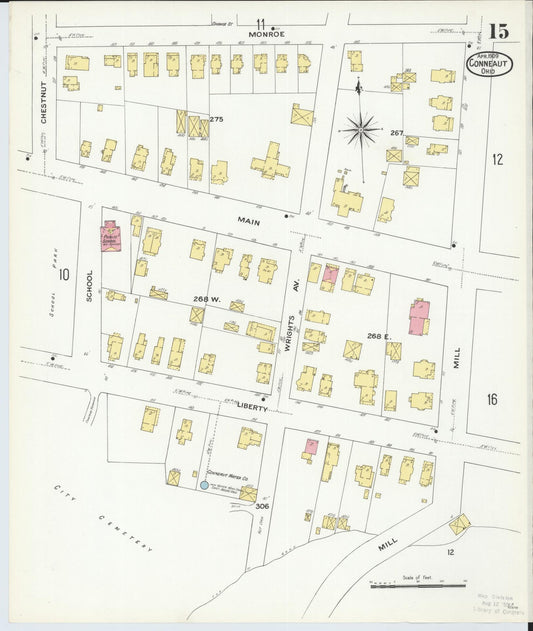 Sanborn Fire Insurance Map from Conneaut, Ashtabula County, Ohio (1909), Sheet #0015 - Historic Sanborn Fire Insurance Map Print, vintage old map wall art, antique decor, genealogy gift, Ohio Ohio map