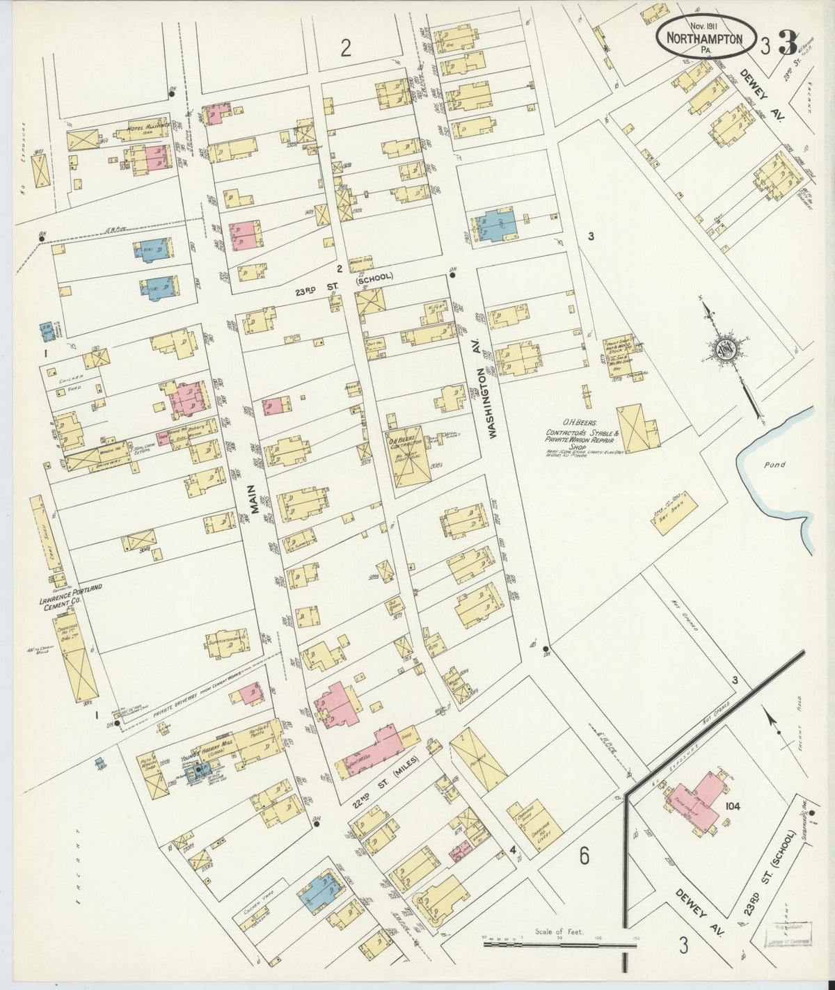 Sanborn Fire Insurance Map from Northampton, Northampton County, Pennsylvania (1911), Sheet #0003 - Historic Sanborn Fire Insurance Map Print, vintage old map wall art, antique decor, genealogy gift, Pennsylvania Pennsylvania map