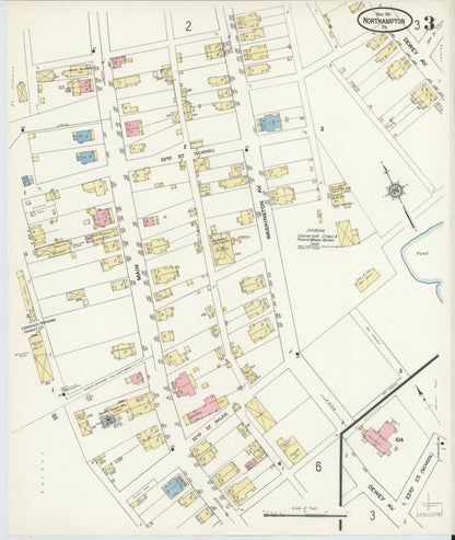 Sanborn Fire Insurance Map from Northampton, Northampton County, Pennsylvania (1911), Sheet #0003 - Historic Sanborn Fire Insurance Map Print, vintage old map wall art, antique decor, genealogy gift, Pennsylvania Pennsylvania map