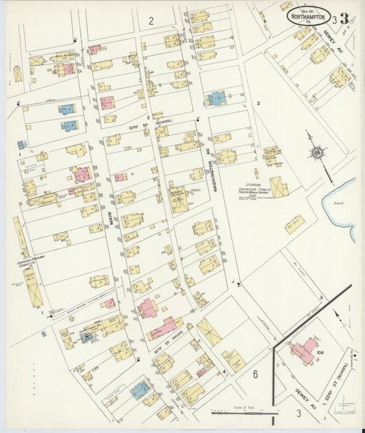 Sanborn Fire Insurance Map from Northampton, Northampton County, Pennsylvania (1911), Sheet #0003 - Historic Sanborn Fire Insurance Map Print, vintage old map wall art, antique decor, genealogy gift, Pennsylvania Pennsylvania map