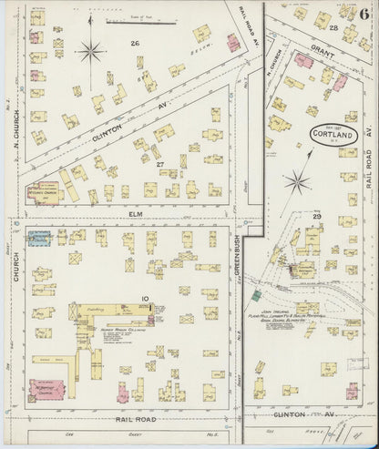 Sanborn Fire Insurance Map from Cortland, Cortland County, New York (1887), Sheet #0006 - Historic Sanborn Fire Insurance Map Print, vintage old map wall art, antique decor, genealogy gift, New York New York map