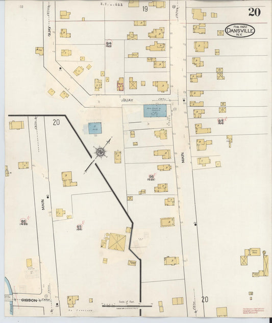 Sanborn Fire Insurance Map from Dansville, Livingston County, New York (1944), Sheet #0020 - Historic Sanborn Fire Insurance Map Print, vintage old map wall art, antique decor, genealogy gift, New York New York map