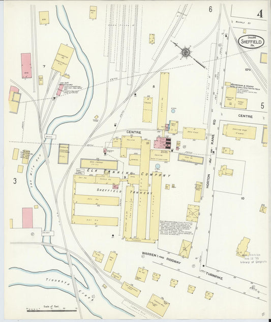 Sanborn Fire Insurance Map from Sheffield, Warren County, Pennsylvania (1910), Sheet #0004 - Historic Sanborn Fire Insurance Map Print, vintage old map wall art, antique decor, genealogy gift, Pennsylvania Pennsylvania map