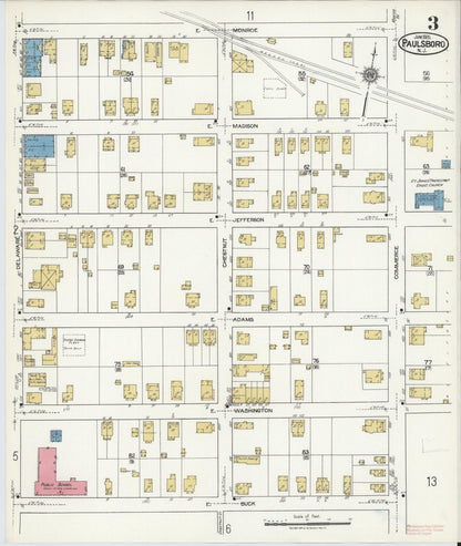 Sanborn Fire Insurance Map from Paulsboro, Gloucester County, New Jersey (1920), Sheet #0003 - Historic Sanborn Fire Insurance Map Print, vintage old map wall art, antique decor, genealogy gift, New Jersey New Jersey map