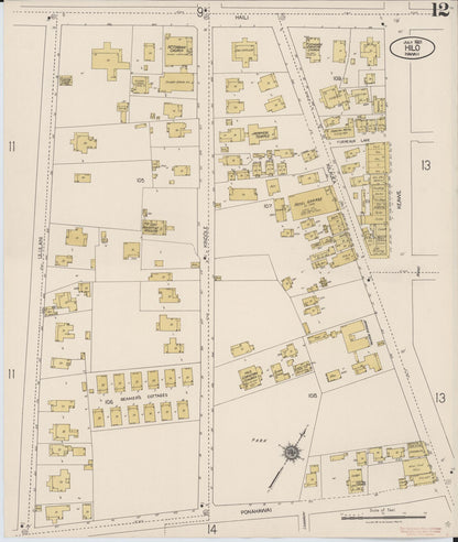 Sanborn Fire Insurance Map from Hilo, Hawaii County, Hawaii (1921), Sheet #0012 - Historic Sanborn Fire Insurance Map Print