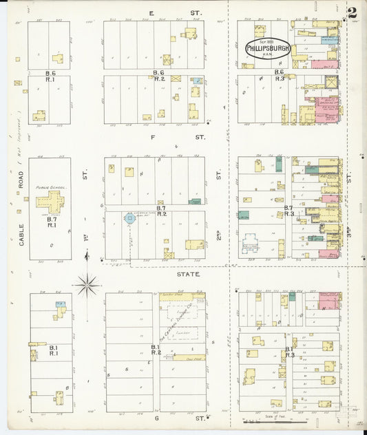 Sanborn Fire Insurance Map from Phillipsburg, Phillips County, Kansas (1893), Sheet #0002 - Historic Sanborn Fire Insurance Map Print, vintage old map wall art, antique decor, genealogy gift, Kansas Kansas map