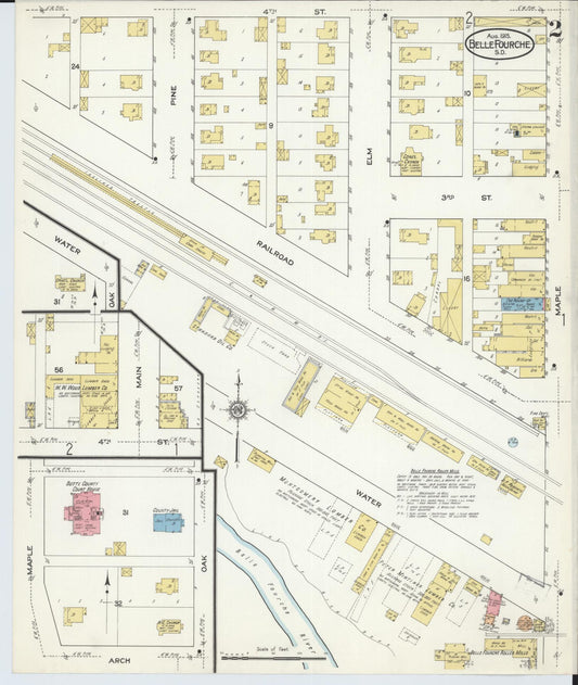 Sanborn Fire Insurance Map from Belle Fourche, Butte County, South Dakota (1915), Sheet #0002 - Historic Sanborn Fire Insurance Map Print, vintage old map wall art, antique decor, genealogy gift, South Dakota South Dakota map