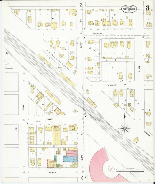 Sanborn Fire Insurance Map from Waterloo, Black Hawk County, Iowa (1906), Sheet #0003 - Historic Sanborn Fire Insurance Map Print, vintage old map wall art