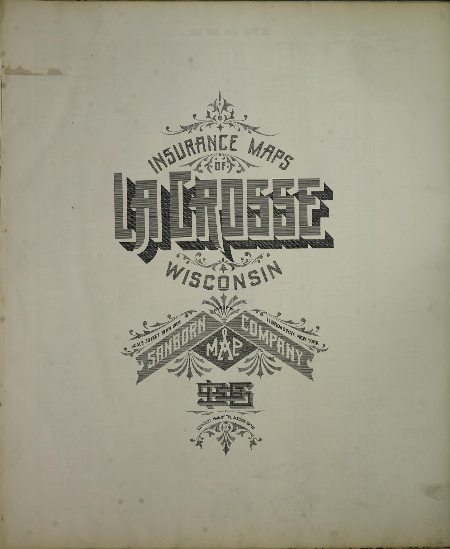 Sanborn Fire Insurance Map from La Crosse, La Crosse County, Wisconsin (1906), Sheet #0001 - Historic Sanborn Fire Insurance Map Print, vintage old map wall art, antique decor, genealogy gift, Wisconsin Wisconsin map