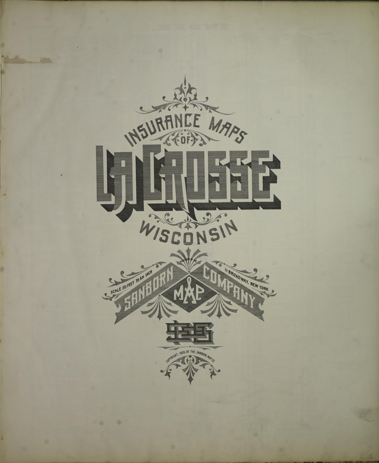 Sanborn Fire Insurance Map from La Crosse, La Crosse County, Wisconsin (1906), Sheet #0001 - Historic Sanborn Fire Insurance Map Print, vintage old map wall art, antique decor, genealogy gift, Wisconsin Wisconsin map