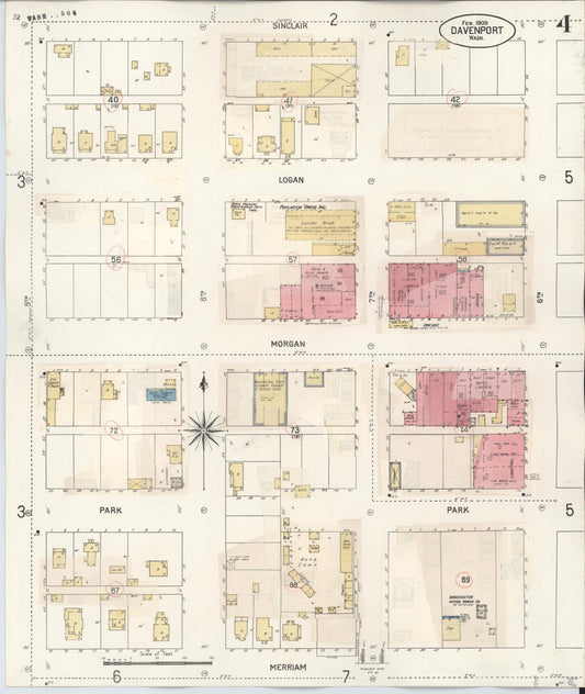 Sanborn Fire Insurance Map from Davenport, Lincoln County, Washington (1930), Sheet #0004 - Historic Sanborn Fire Insurance Map Print, vintage old map wall art, antique decor, genealogy gift, Washington Washington map