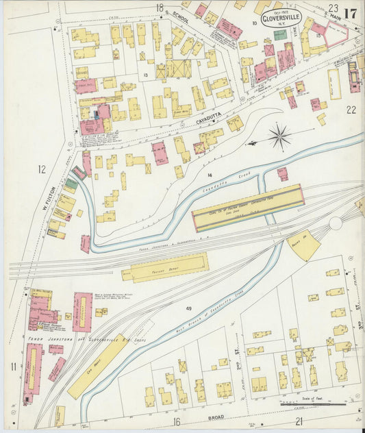 Sanborn Fire Insurance Map from Gloversville, Fulton County, New York (1902), Sheet #0017 - Historic Sanborn Fire Insurance Map Print, vintage old map wall art, antique decor, genealogy gift, New York New York map