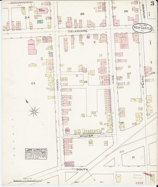 Sanborn Fire Insurance Map from New Castle, New Castle County, Delaware (1885), Sheet #0003 - Historic Sanborn Fire Insurance Map Print, vintage old map wall art, antique decor, genealogy gift, Delaware Delaware map