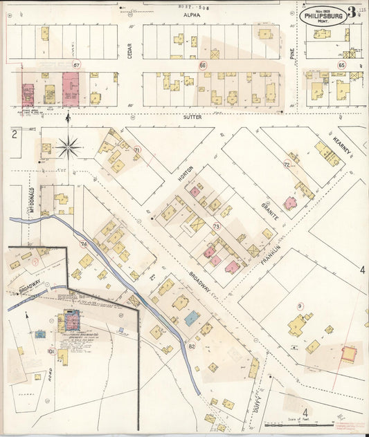 Sanborn Fire Insurance Map from Philipsburg, Granite County, Montana (1932), Sheet #0003 - Historic Sanborn Fire Insurance Map Print, vintage old map wall art, antique decor, genealogy gift, Montana Montana map