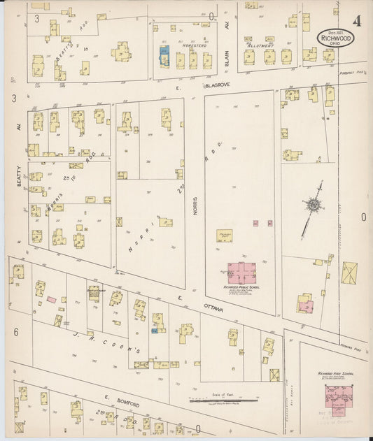 Sanborn Fire Insurance Map from Richwood, Union County, Ohio (1921), Sheet #0004 - Historic Sanborn Fire Insurance Map Print, vintage old map wall art, antique decor, genealogy gift, Ohio Ohio map