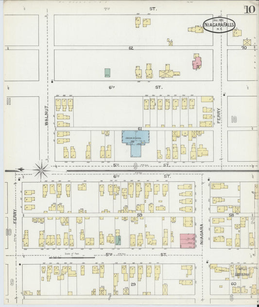 Sanborn Fire Insurance Map from Niagara Falls, Niagara County, New York (1892), Sheet #0010 - Historic Sanborn Fire Insurance Map Print, vintage old map wall art, antique decor, genealogy gift, New York New York map