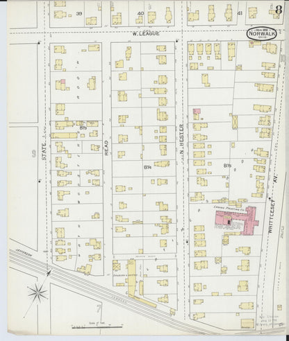 Sanborn Fire Insurance Map from Norwalk, Huron County, Ohio (1893), Sheet #0008 - Historic Sanborn Fire Insurance Map Print, vintage old map wall art, antique decor, genealogy gift, Ohio Ohio map