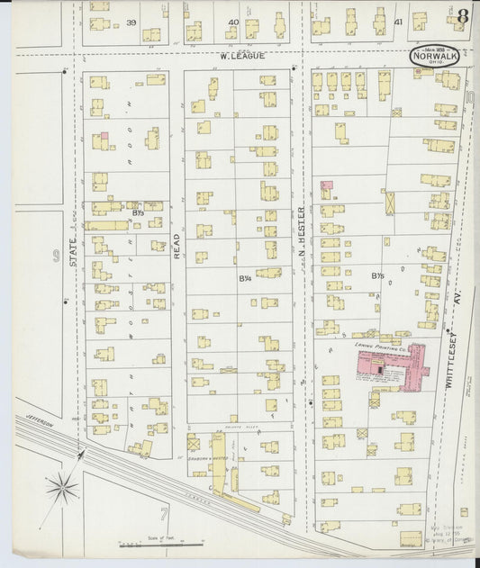 Sanborn Fire Insurance Map from Norwalk, Huron County, Ohio (1893), Sheet #0008 - Historic Sanborn Fire Insurance Map Print, vintage old map wall art, antique decor, genealogy gift, Ohio Ohio map