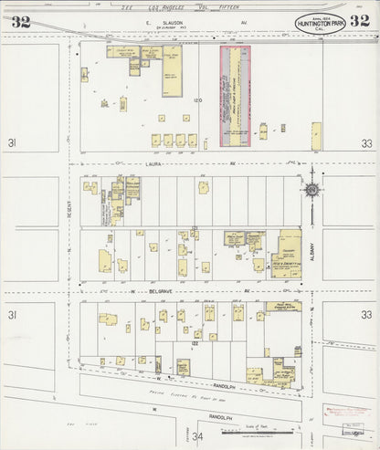 Sanborn Fire Insurance Map from Huntington Park, Los Angeles County, California (1924), Sheet #0032 - Complete Map Set gallery image, historic Sanborn map, vintage wall art, California California