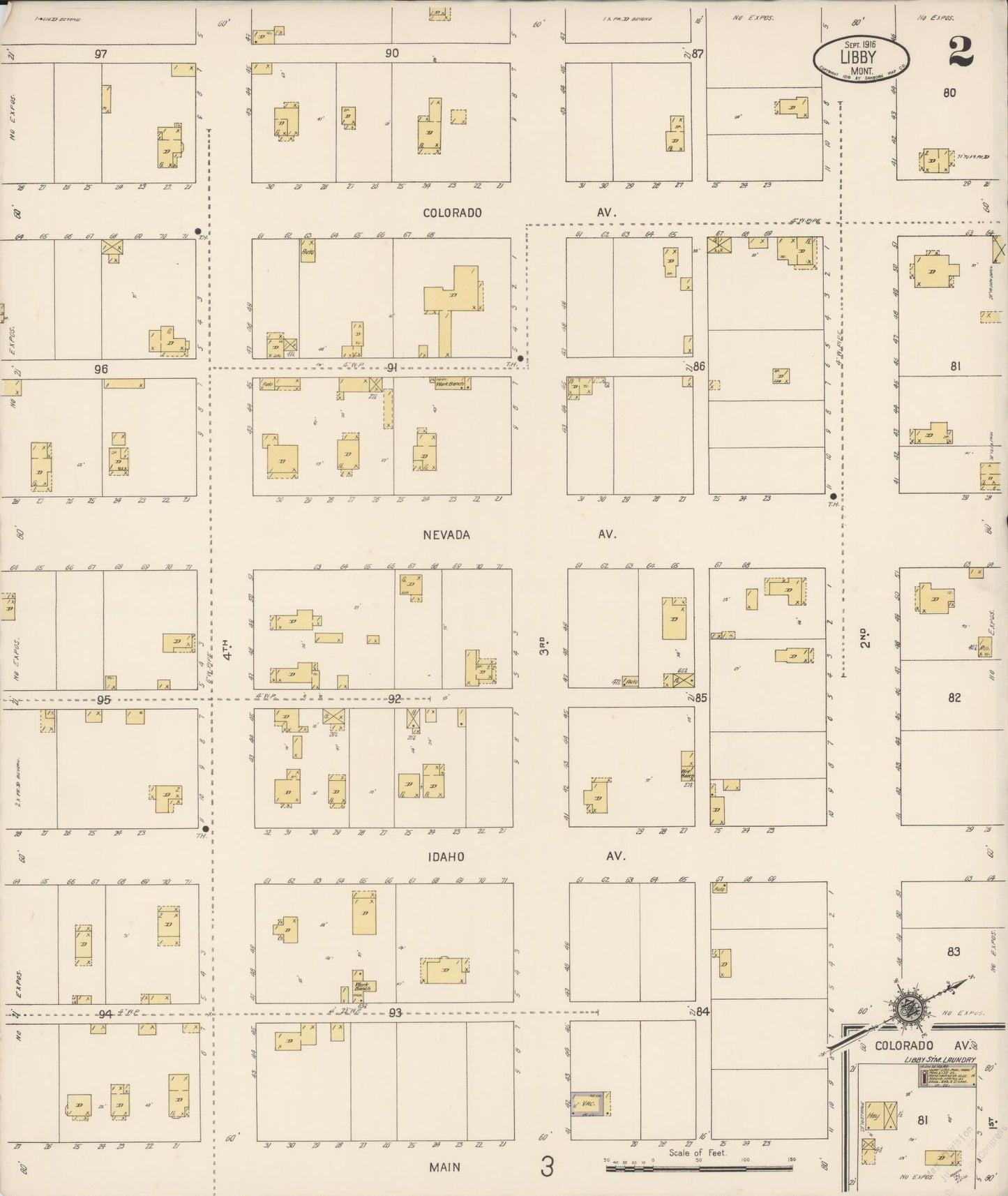 Sanborn Fire Insurance Map from Libby, Lincoln County, Montana (1916), Sheet #0002 - Complete Map Set gallery image, historic Sanborn map, vintage wall art, Montana Montana