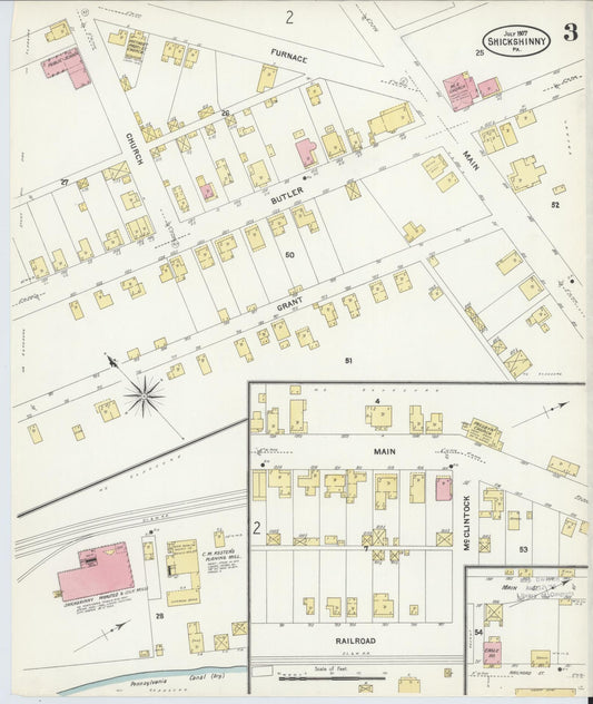 Sanborn Fire Insurance Map from Shickshinny, Luzerne County, Pennsylvania (1907), Sheet #0003 - Historic Sanborn Fire Insurance Map Print, vintage old map wall art, antique decor, genealogy gift, Pennsylvania Pennsylvania map