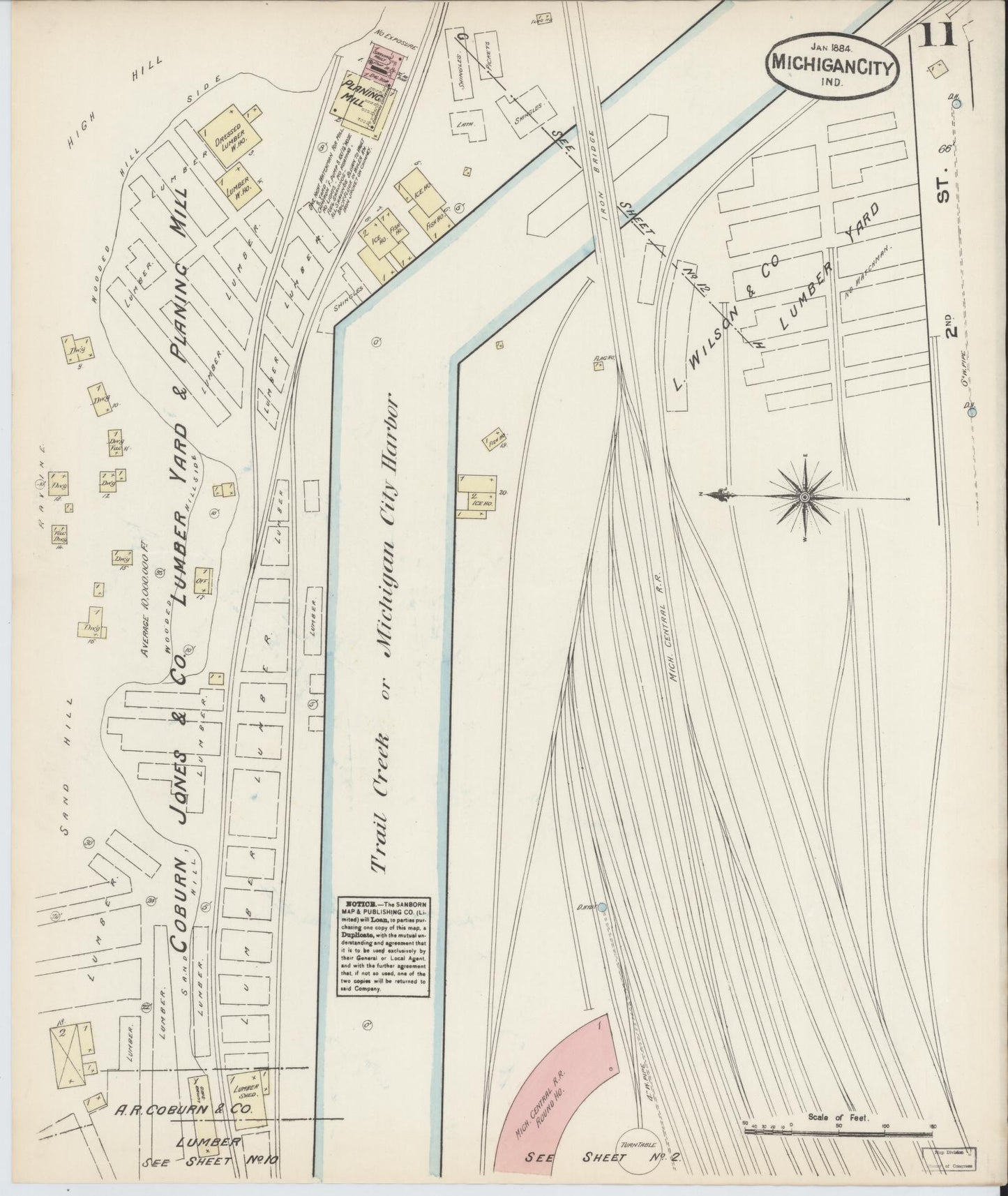 Sanborn Fire Insurance Map from Michigan City, La Porte  County, Indiana (1884), Sheet #0011 - Historic Sanborn Fire Insurance Map Print, vintage old map wall art, antique decor, genealogy gift, Michigan Michigan map
