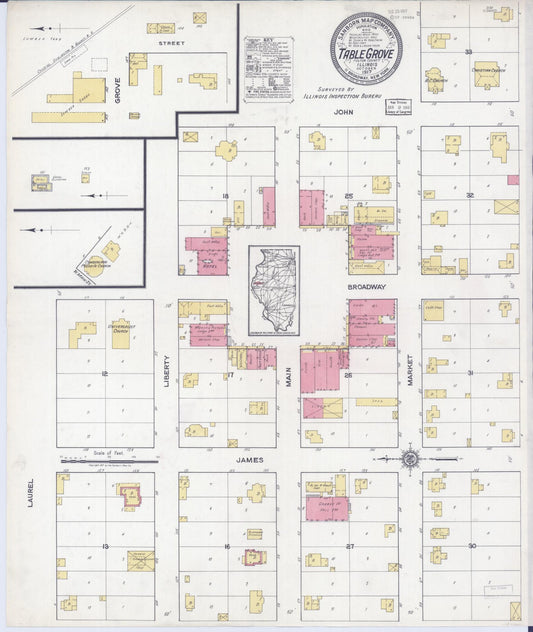 Sanborn Fire Insurance Map from Table Grove, Fulton County, Illinois (1917), Sheet #0001 - Historic Sanborn Fire Insurance Map Print, vintage old map wall art, antique decor, genealogy gift, Illinois Illinois map