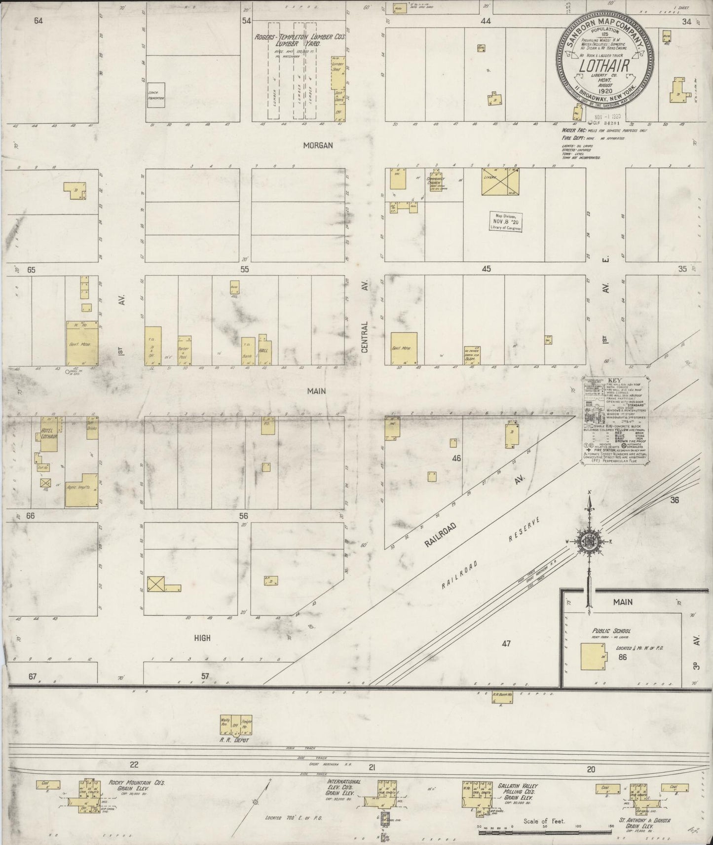 Sanborn Fire Insurance Map from Lothair, Liberty County, Montana (1920), Sheet #0001 - Historic Sanborn Fire Insurance Map Print, vintage old map wall art, antique decor, genealogy gift, Montana Montana map