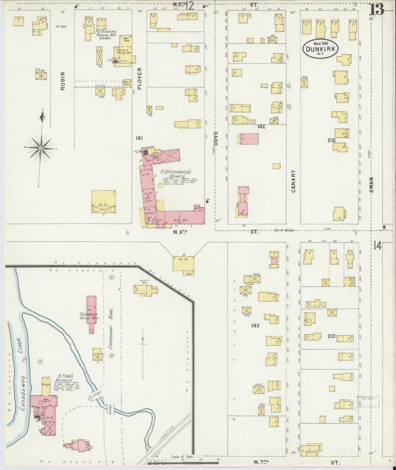 Sanborn Fire Insurance Map from Dunkirk, Chautauqua County, New York (1898), Sheet #0013 - Complete Map Set gallery image, historic Sanborn map, vintage wall art, New York New York