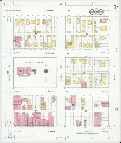 Sanborn Fire Insurance Map from Grand Junction, Mesa County, Colorado (1919), Sheet #0007 - Complete Map Set gallery image, historic Sanborn map, vintage wall art, Colorado Colorado