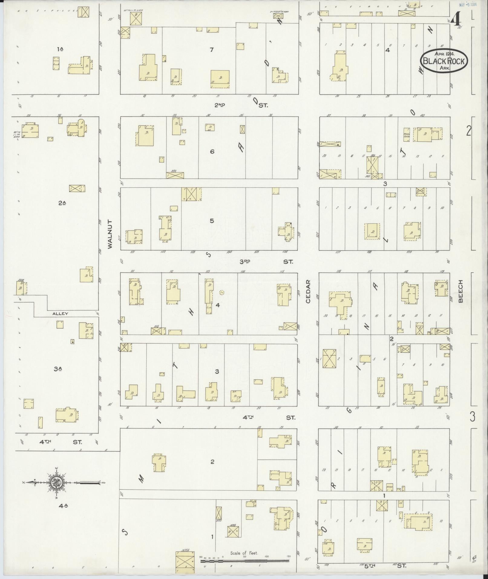 Sanborn Fire Insurance Map from Black Rock, Lawrence County, Arkansas (1914), Sheet #0004 - Complete Map Set gallery image, historic Sanborn map, vintage wall art, Arkansas Arkansas