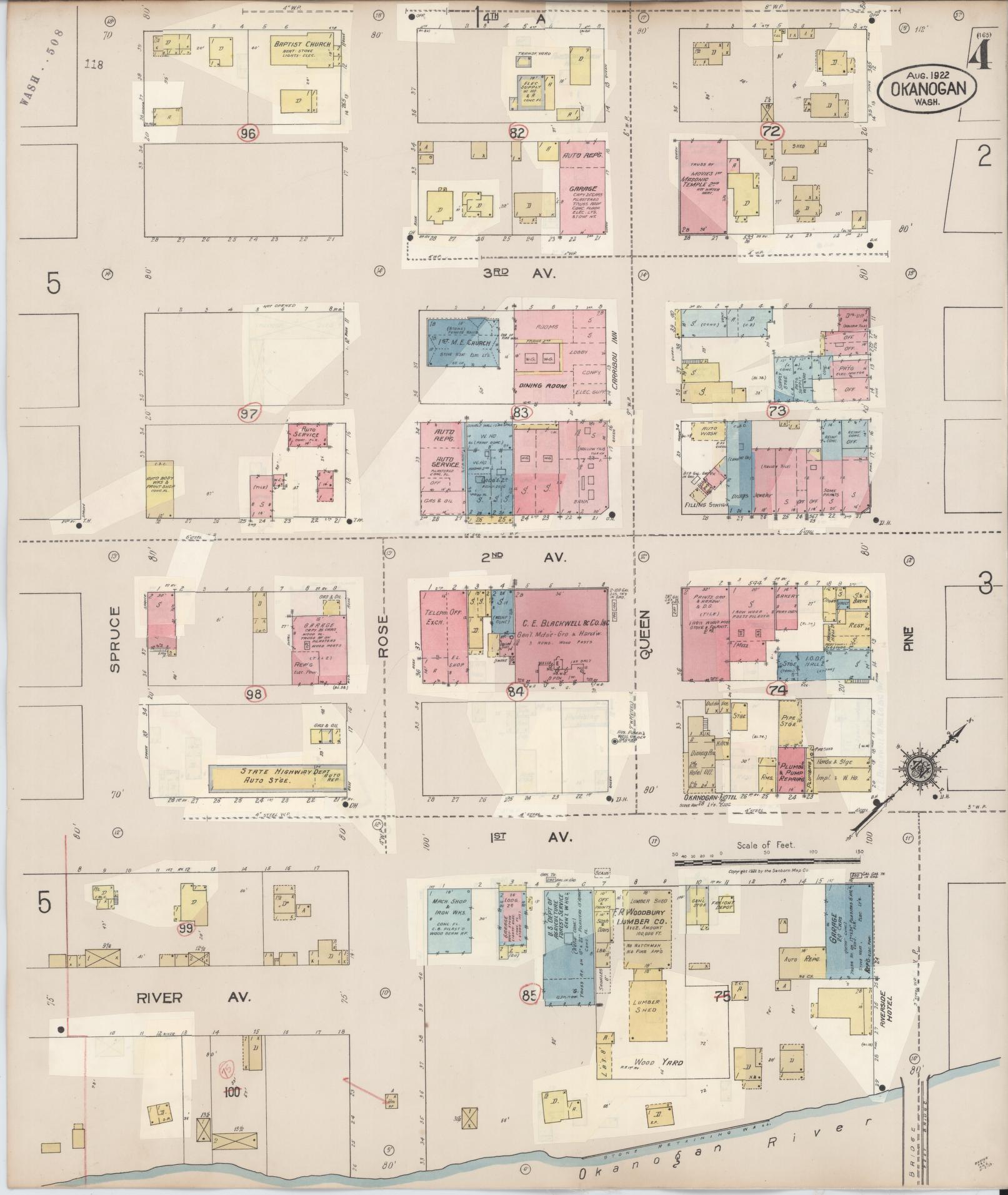 Sanborn Fire Insurance Map from Okanogan, Okanogan County, Washington (1945), Sheet #0004 - Complete Map Set gallery image, historic Sanborn map, vintage wall art, Washington Washington