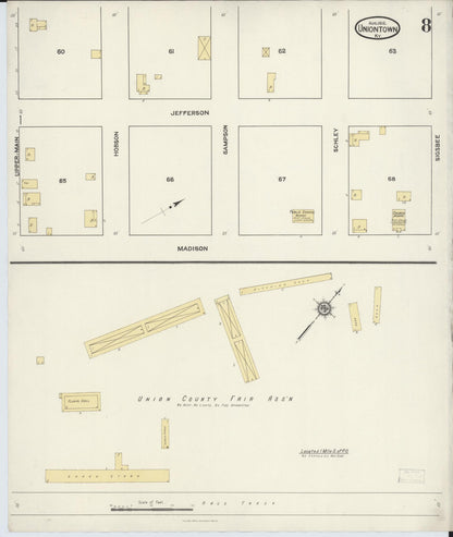 Sanborn Fire Insurance Map from Uniontown, Union County, Kentucky (1916), Sheet #0008 - Complete Map Set gallery image, historic Sanborn map, vintage wall art, Kentucky Kentucky