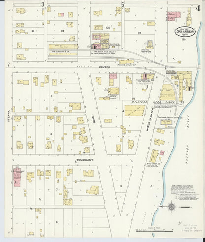 Sanborn Fire Insurance Map from Oak Harbor, Ottawa County, Ohio (1910), Sheet #0004 - Historic Sanborn Fire Insurance Map Print, vintage old map wall art, antique decor, genealogy gift, Ohio Ohio map