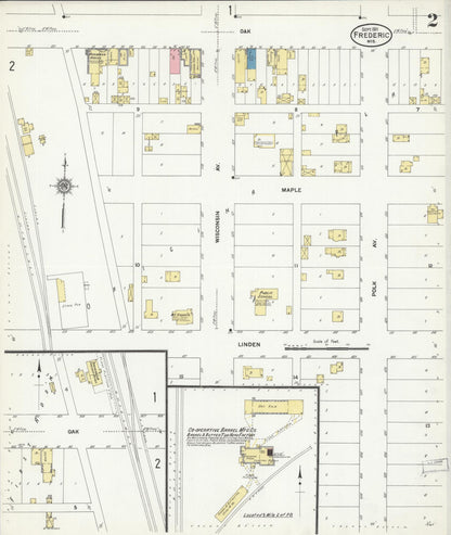 Sanborn Fire Insurance Map from Frederic, Polk County, Wisconsin (1911), Sheet #0002 - Historic Sanborn Fire Insurance Map Print, vintage old map wall art, antique decor, genealogy gift, Wisconsin Wisconsin map